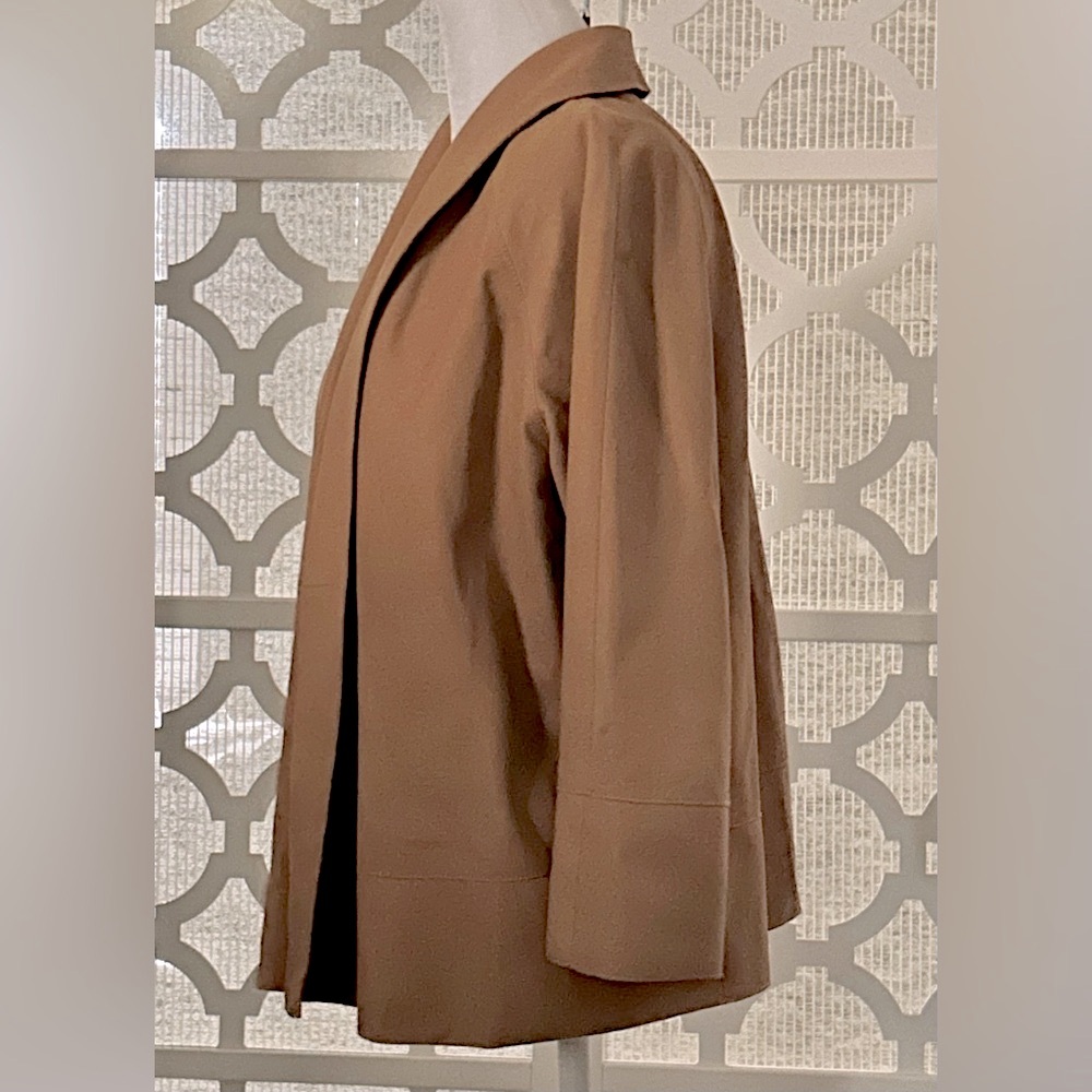 Suede Cardigan Open Jacket Doncaster Tan Leather Blazer Size 10 Vintage Brown - Picture 3 of 10